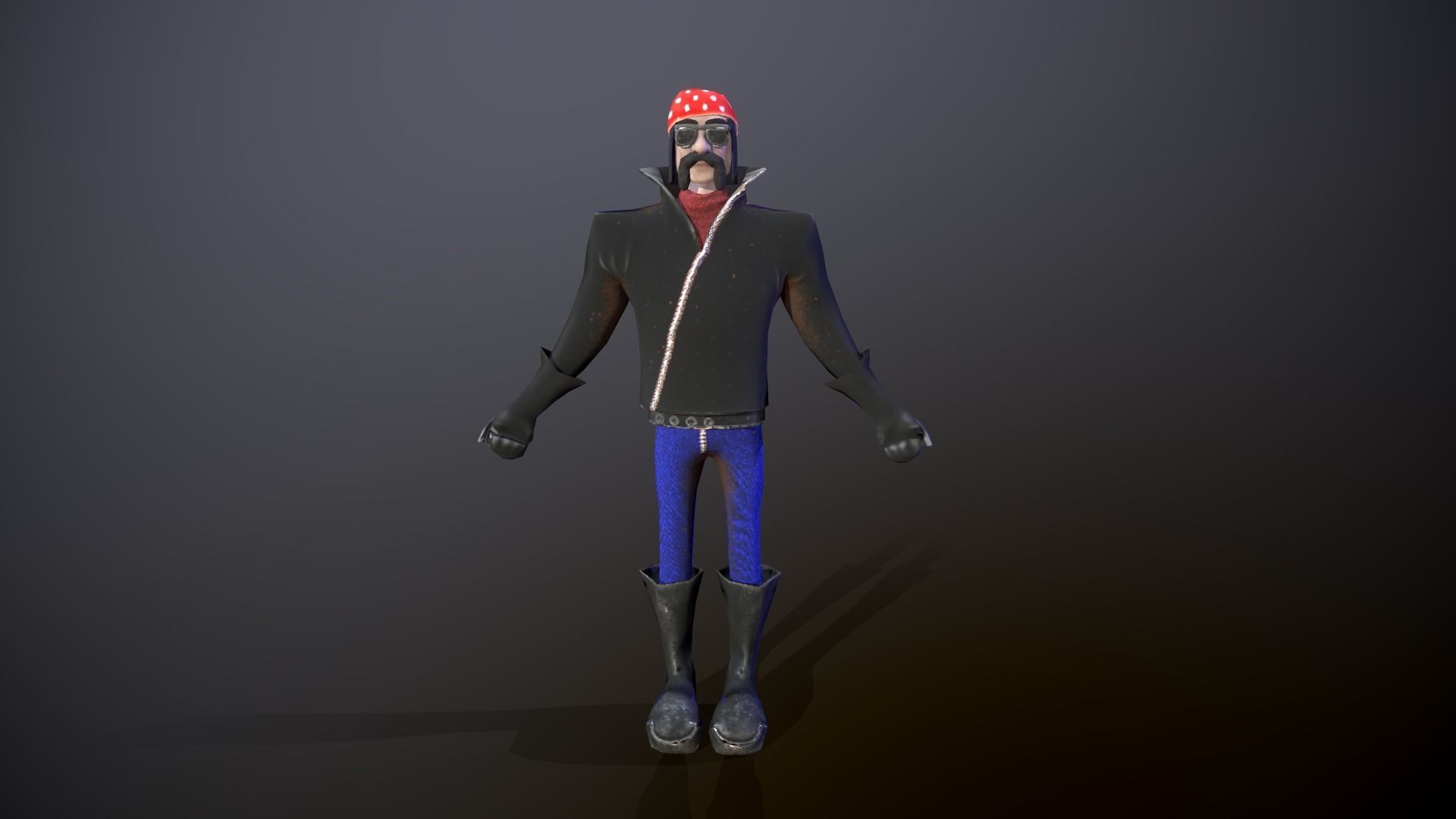 Low-poly Biker character wearing hat Low-poly 3D model_3