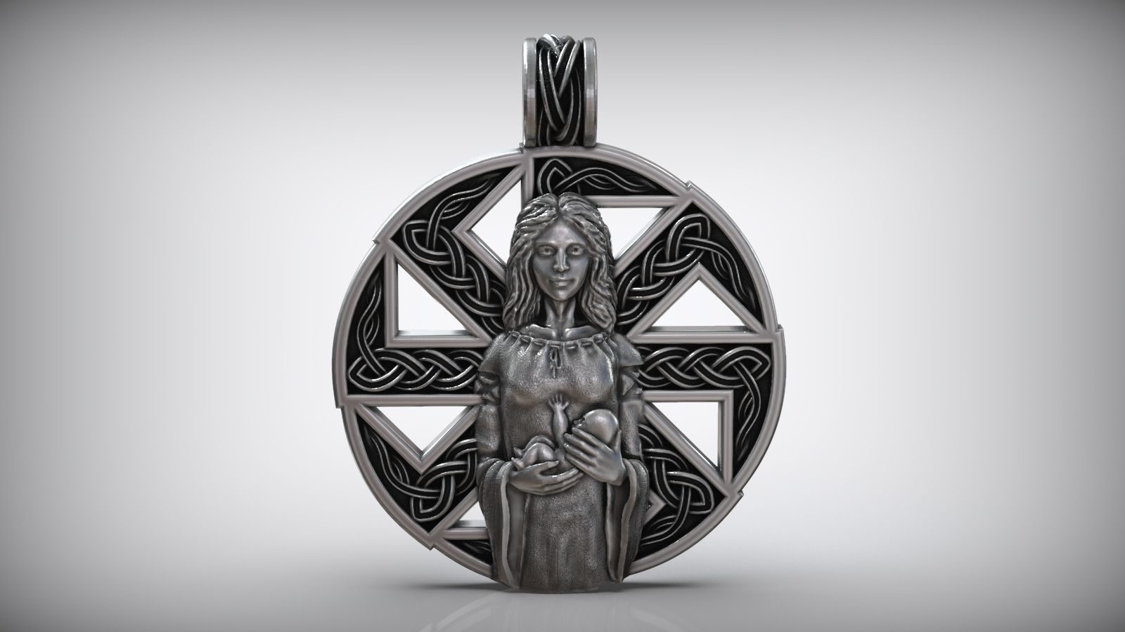 Kolovrat Rune Slavic Symbol Woman and Child Amulet 3D print model_1