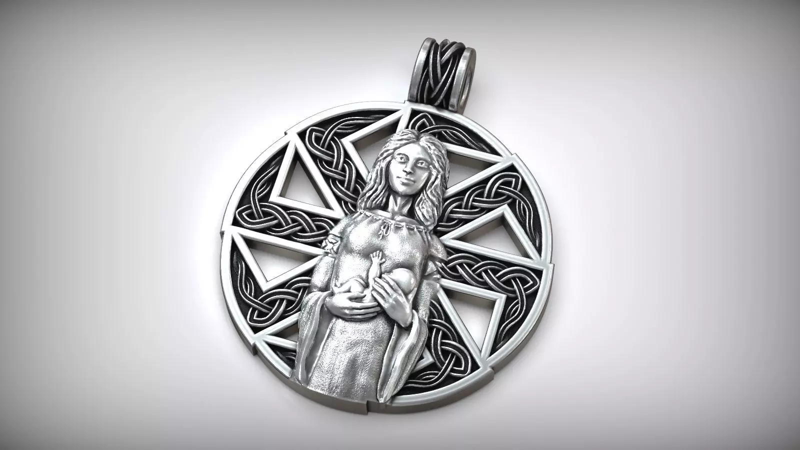 Kolovrat Rune Slavic Symbol Woman and Child Amulet 3D print model_0