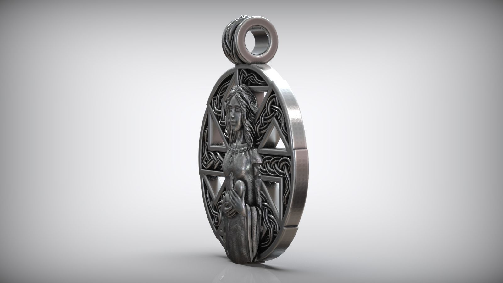 Kolovrat Rune Slavic Symbol Woman and Child Amulet 3D print model_2