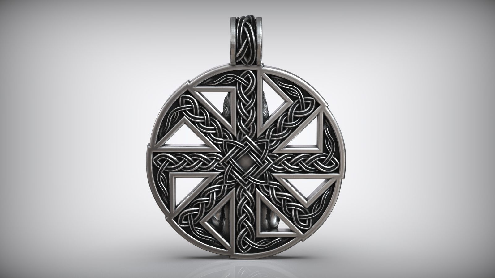 Kolovrat Rune Slavic Symbol Woman and Child Amulet 3D print model_3