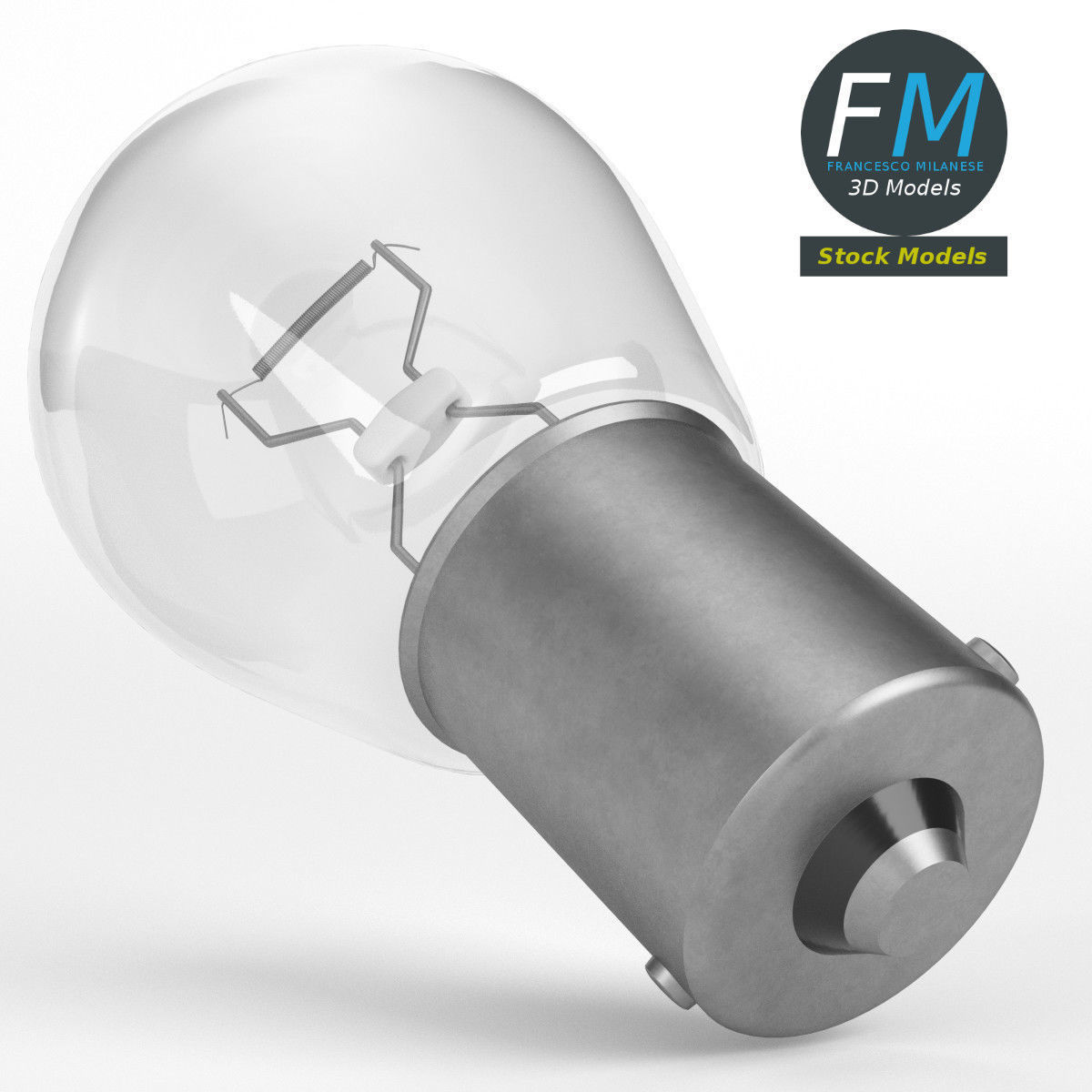 12V incandescent car light 3D model_3