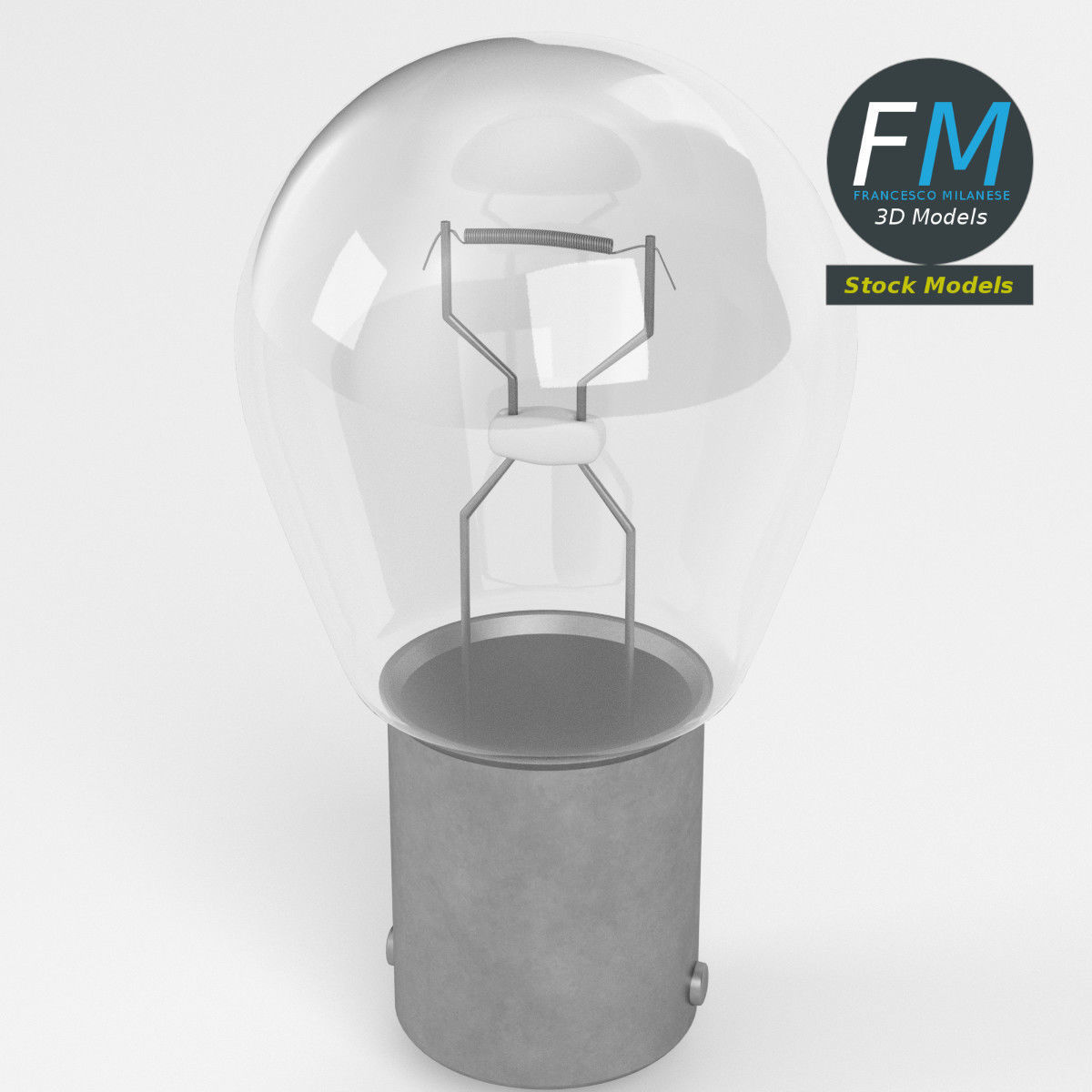12V incandescent car light 3D model_2