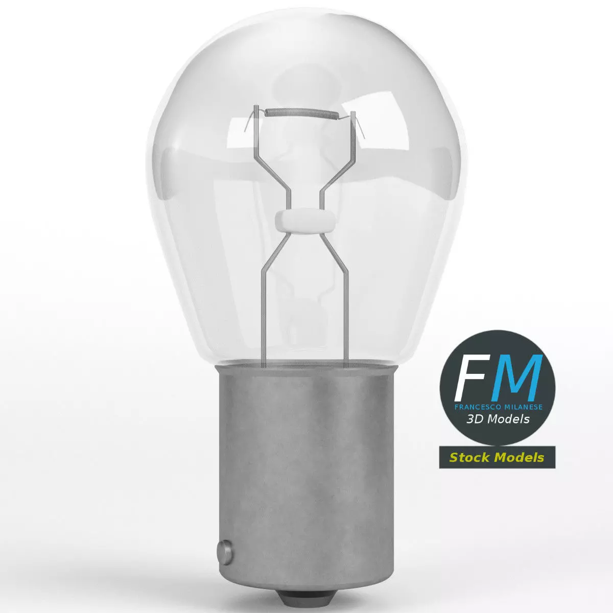 12V incandescent car light 3D model_0