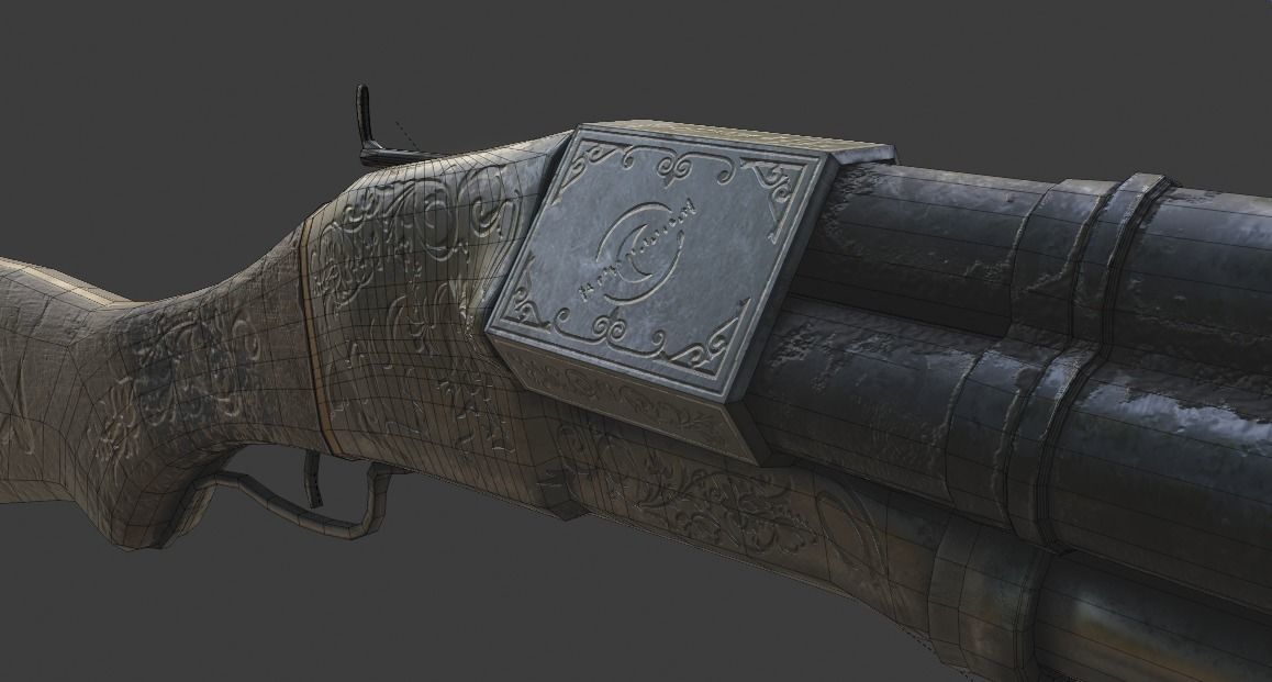 Victorian Triple Barreled Shotgun Low-poly 3D model_22