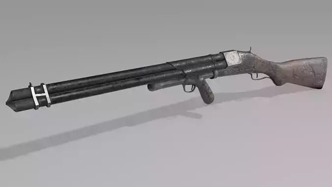Victorian Triple Barreled Shotgun Low-poly 3D model