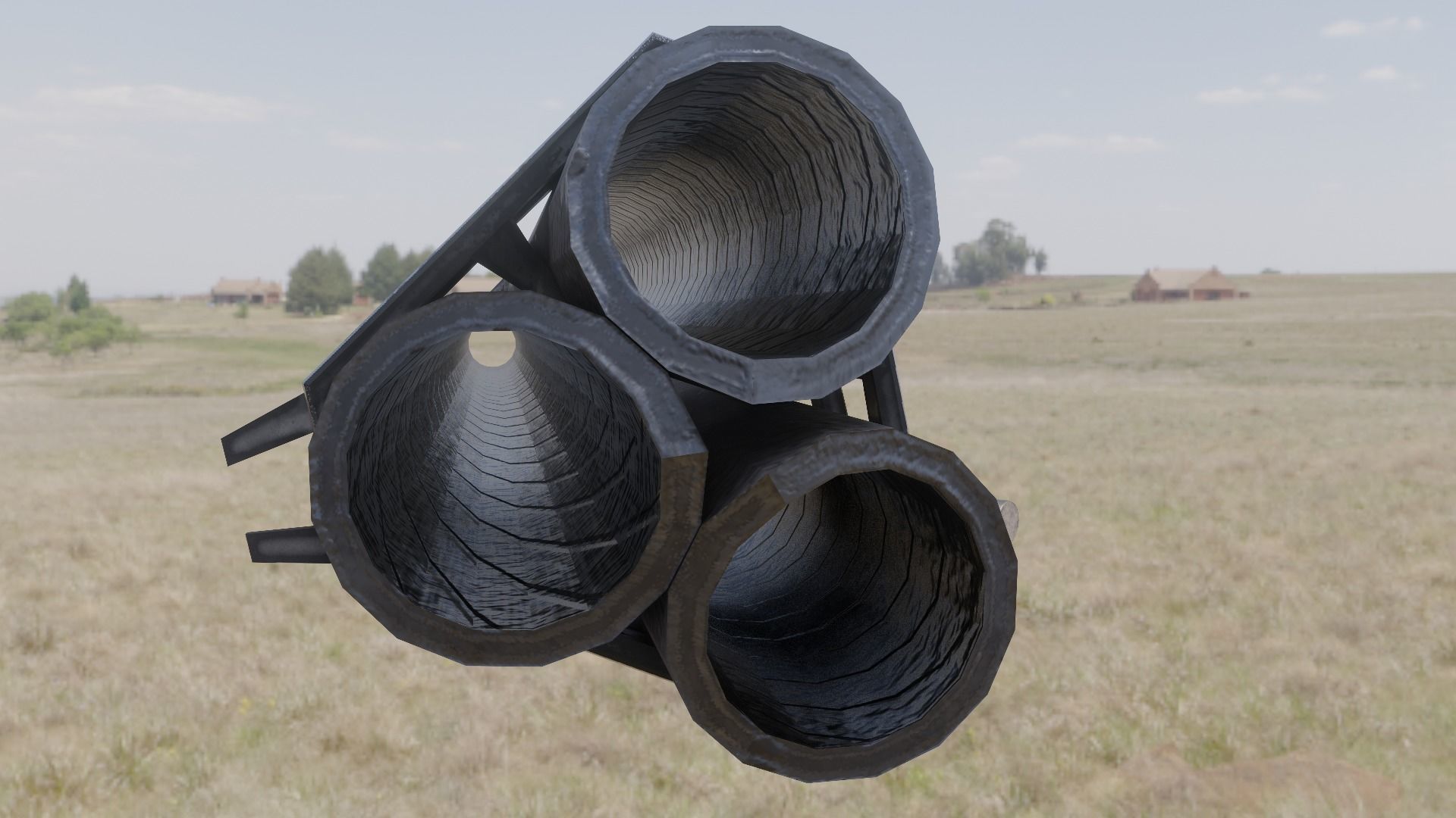 Victorian Triple Barreled Shotgun Low-poly 3D model_8