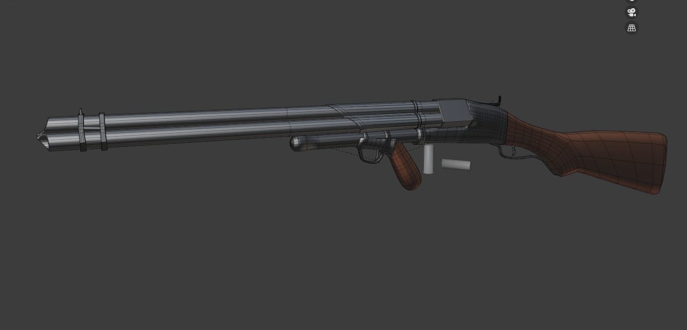 Victorian Triple Barreled Shotgun Low-poly 3D model_19