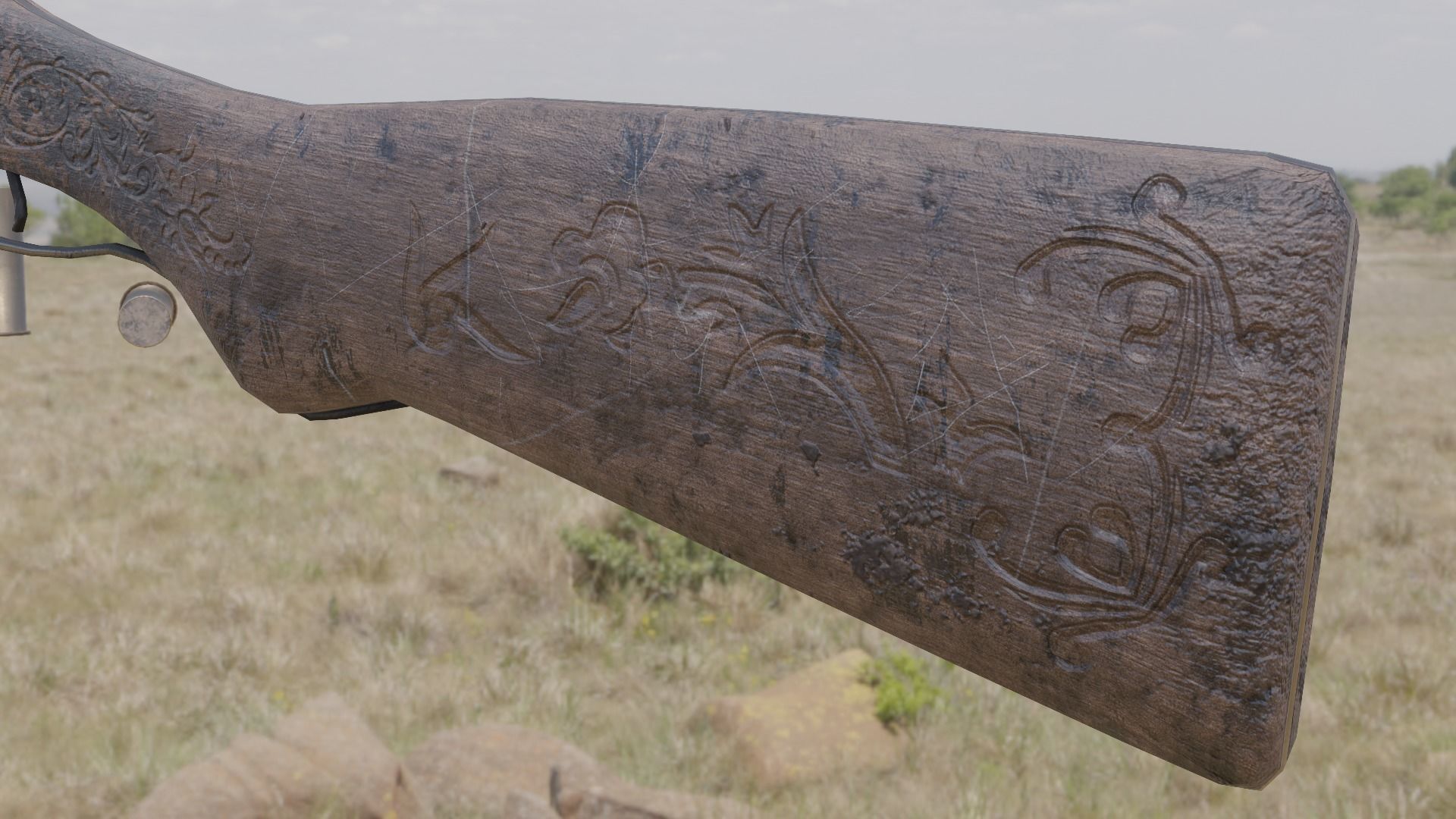 Victorian Triple Barreled Shotgun Low-poly 3D model_14