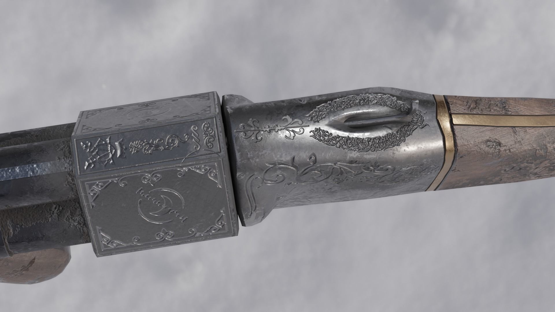 Victorian Triple Barreled Shotgun Low-poly 3D model_18
