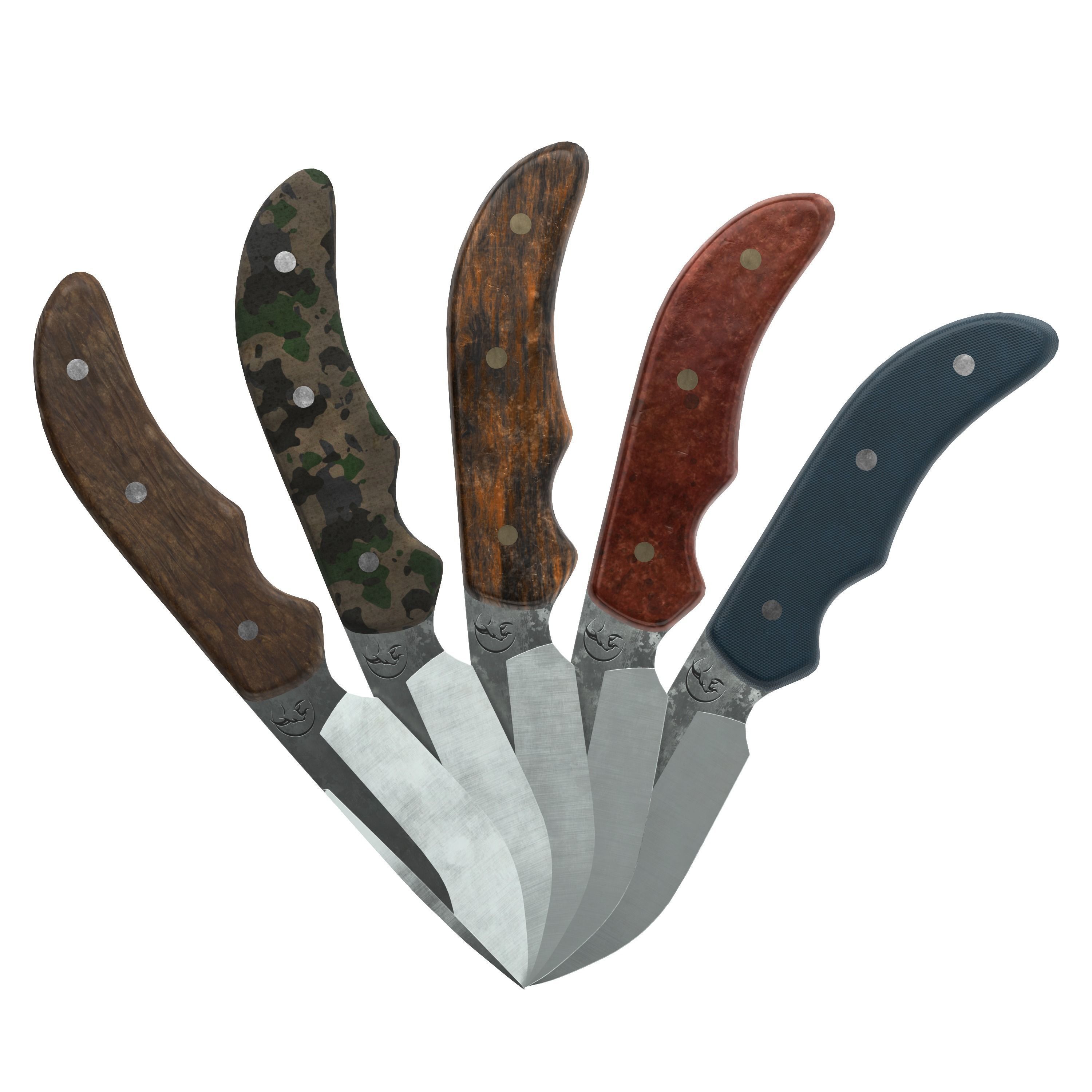 Survival Knife - Model 4 - with 5 Handle Skins 3D model_1