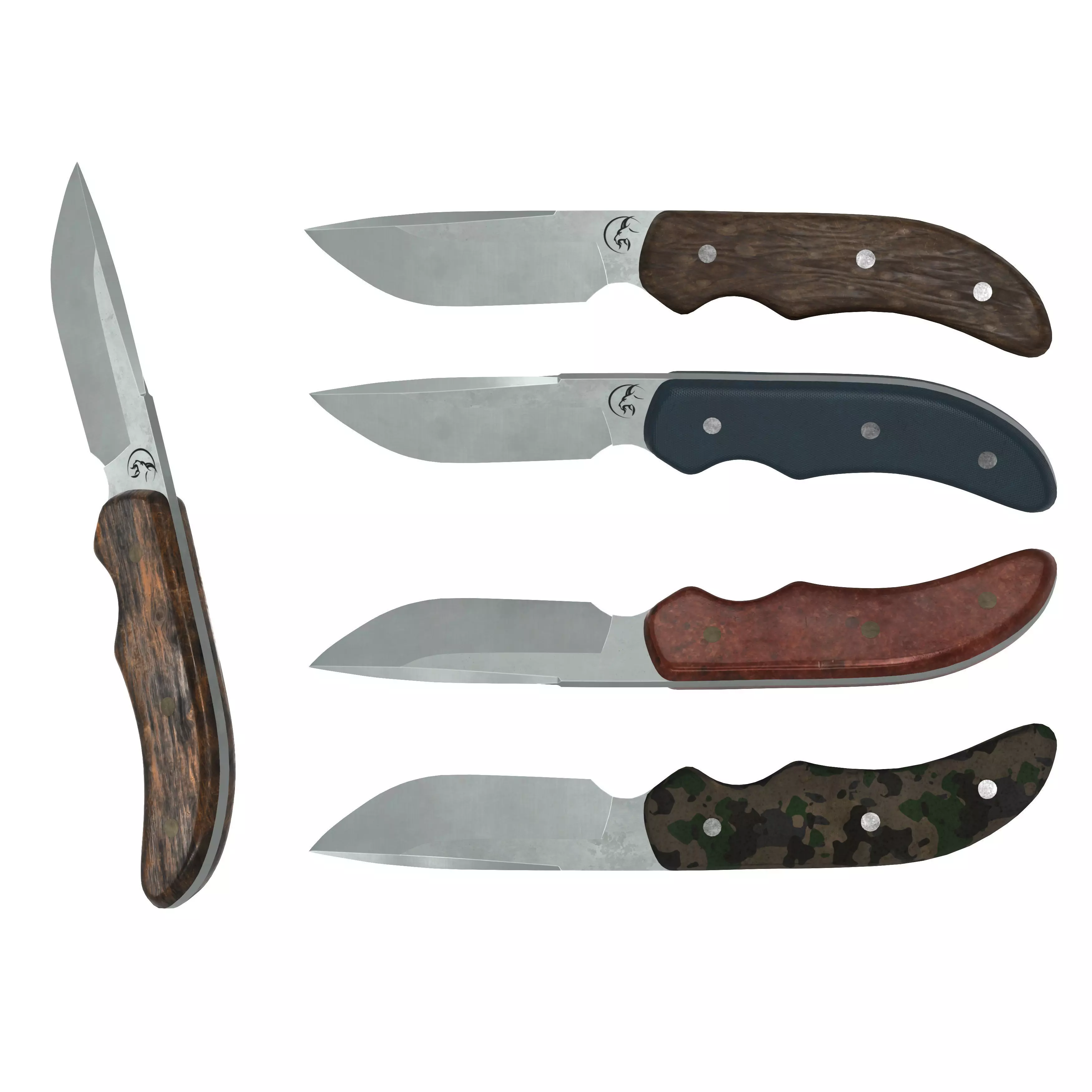 Survival Knife - Model 4 - with 5 Handle Skins 3D model_0