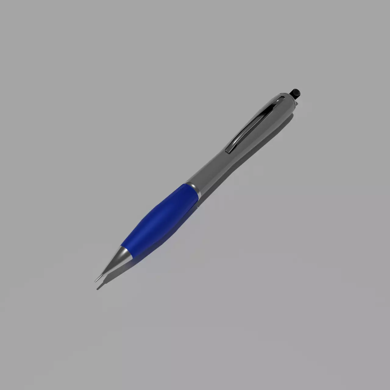 Pen silver and blue Low-poly 3D model
