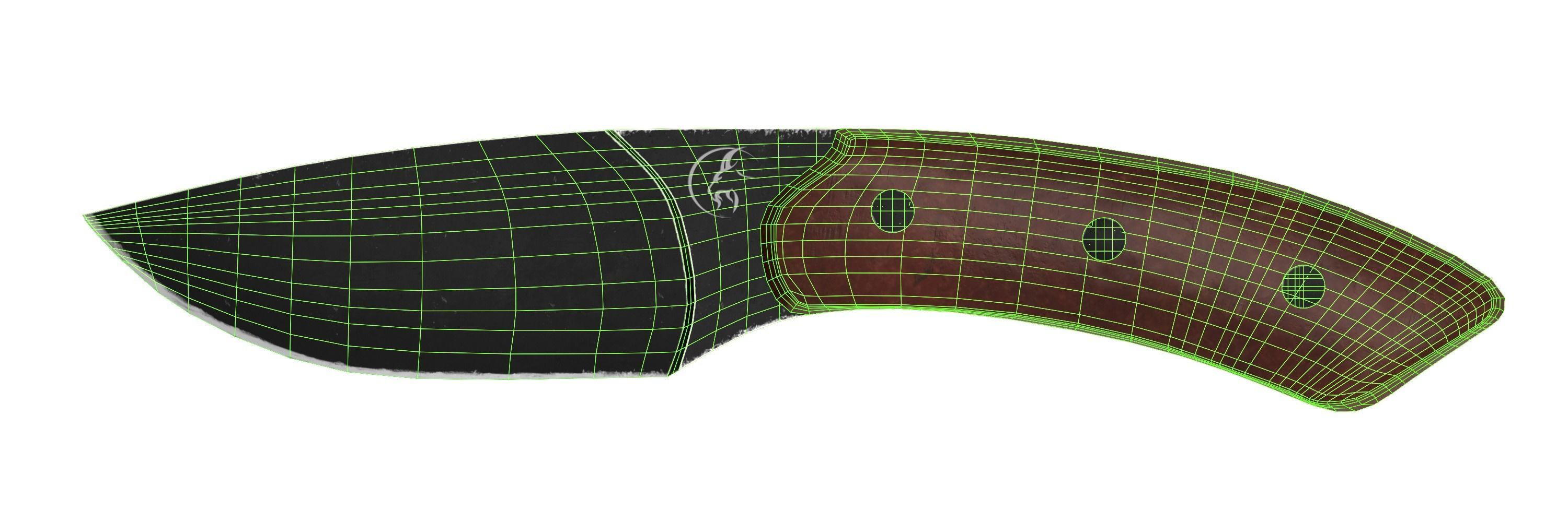 Survival Knife Pack - 5 Models - with 5 Handle Skins each Low-poly 3D model_8