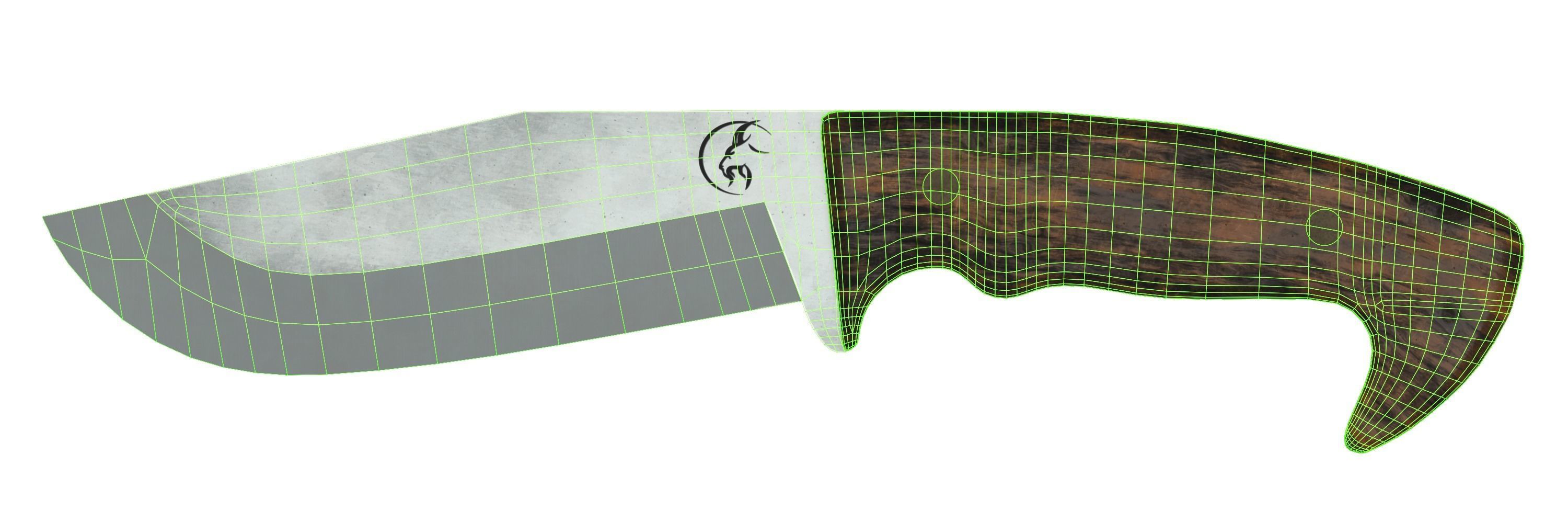 Survival Knife Pack - 5 Models - with 5 Handle Skins each Low-poly 3D model_10