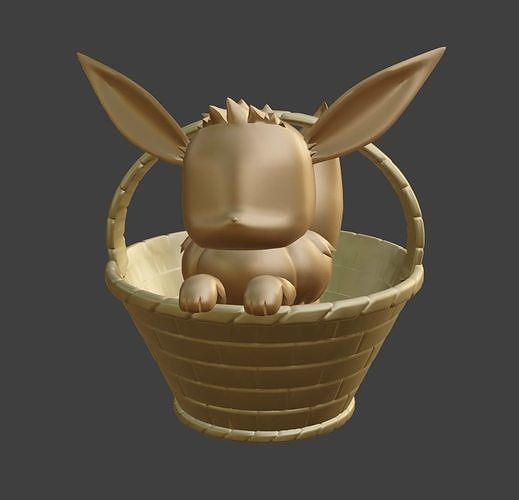 Eevee bunny in basket Free 3D print model