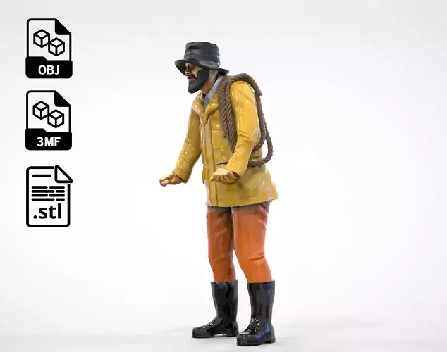 N4 Old Fisherman with rope 3D print model