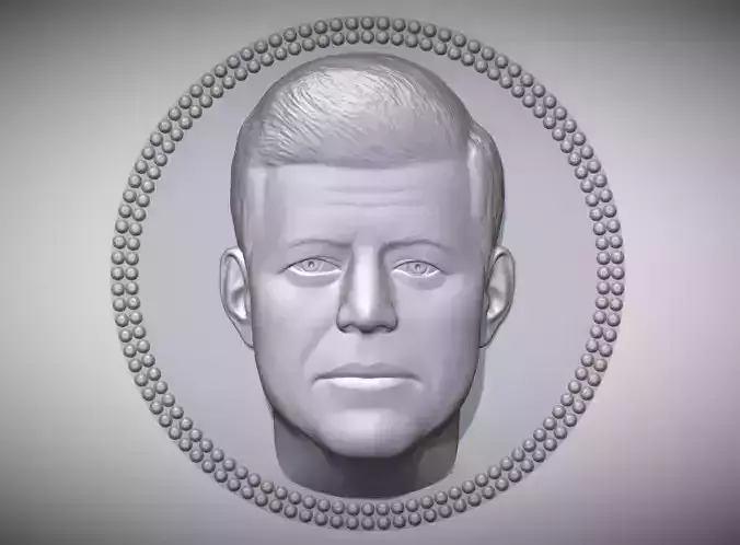 John F Kennedy medallion pendant 3D printing ready stl obj 3D print model