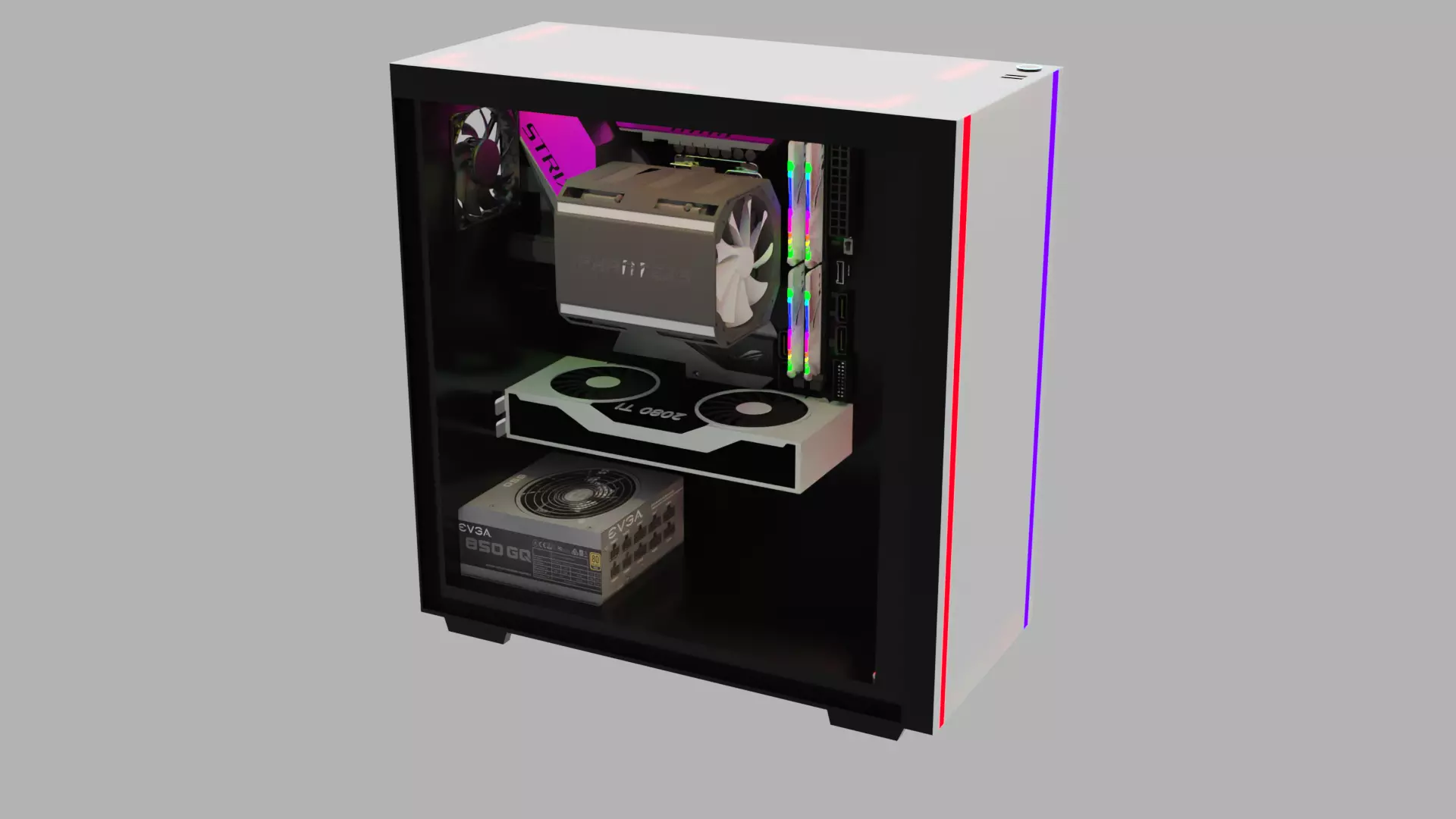 gaming pc setup with 2080 Free 3D model