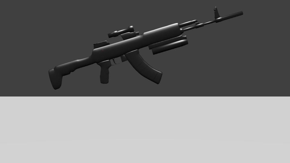 LOWPOLY AK12 rifle Low-poly 3D model_3