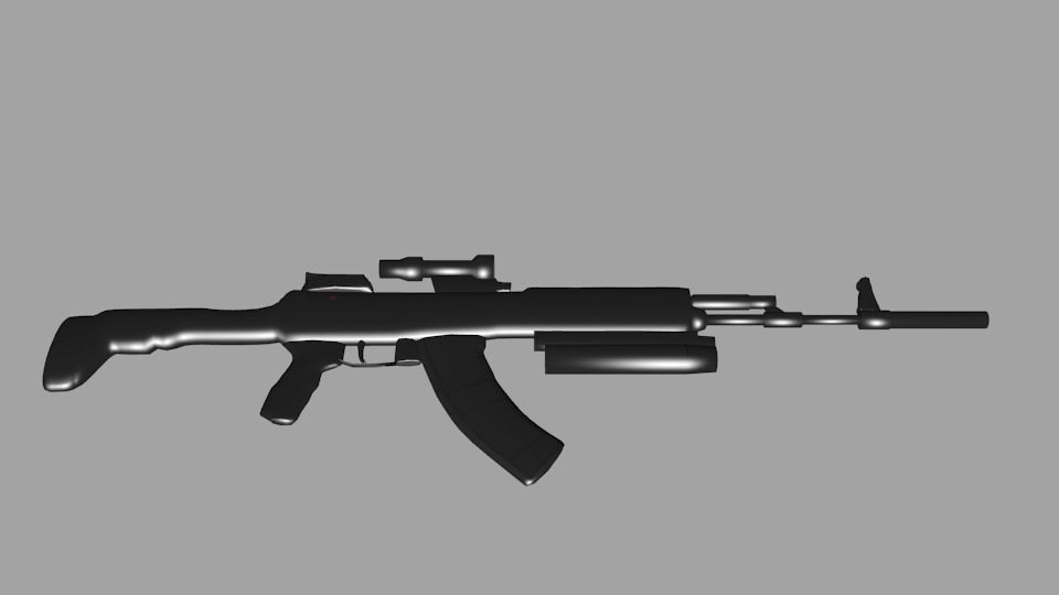 LOWPOLY AK12 rifle Low-poly 3D model_1