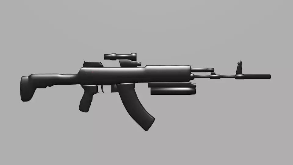 LOWPOLY AK12 rifle Low-poly 3D model_0