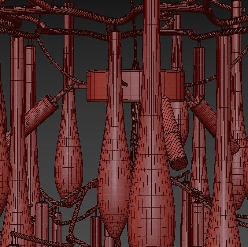 FLEURIS chandelier with glass drops hanging from it 3D model_3