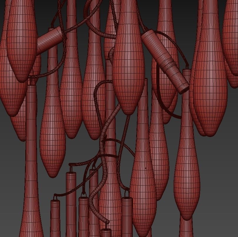 FLEURIS chandelier with glass drops hanging from it 3D model_2