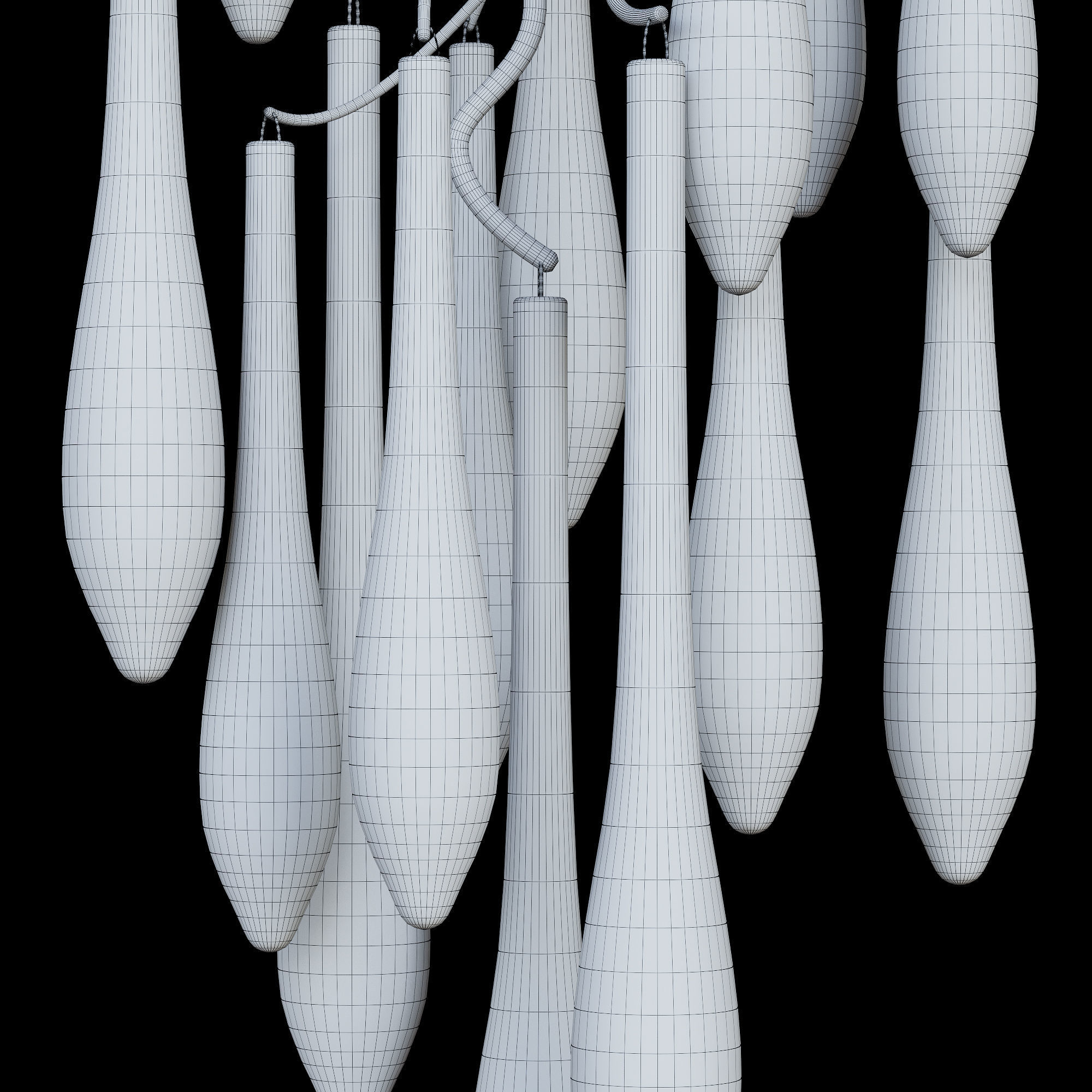 FLEURIS chandelier with glass drops hanging from it 3D model_1