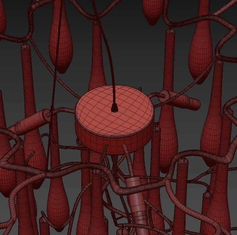 FLEURIS chandelier with glass drops hanging from it 3D model_4