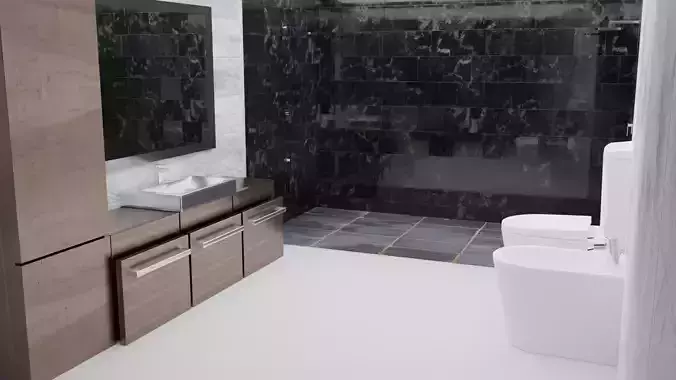 bathroom modern with walls