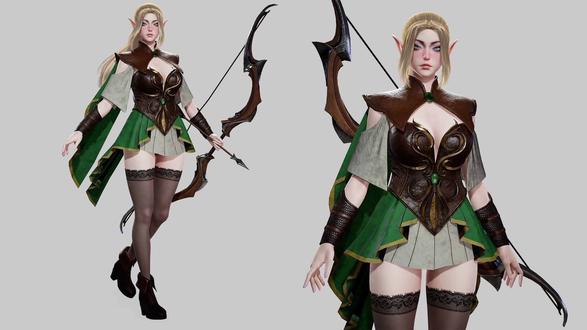 Elven Archer - Game Ready Low-poly 3D model_2