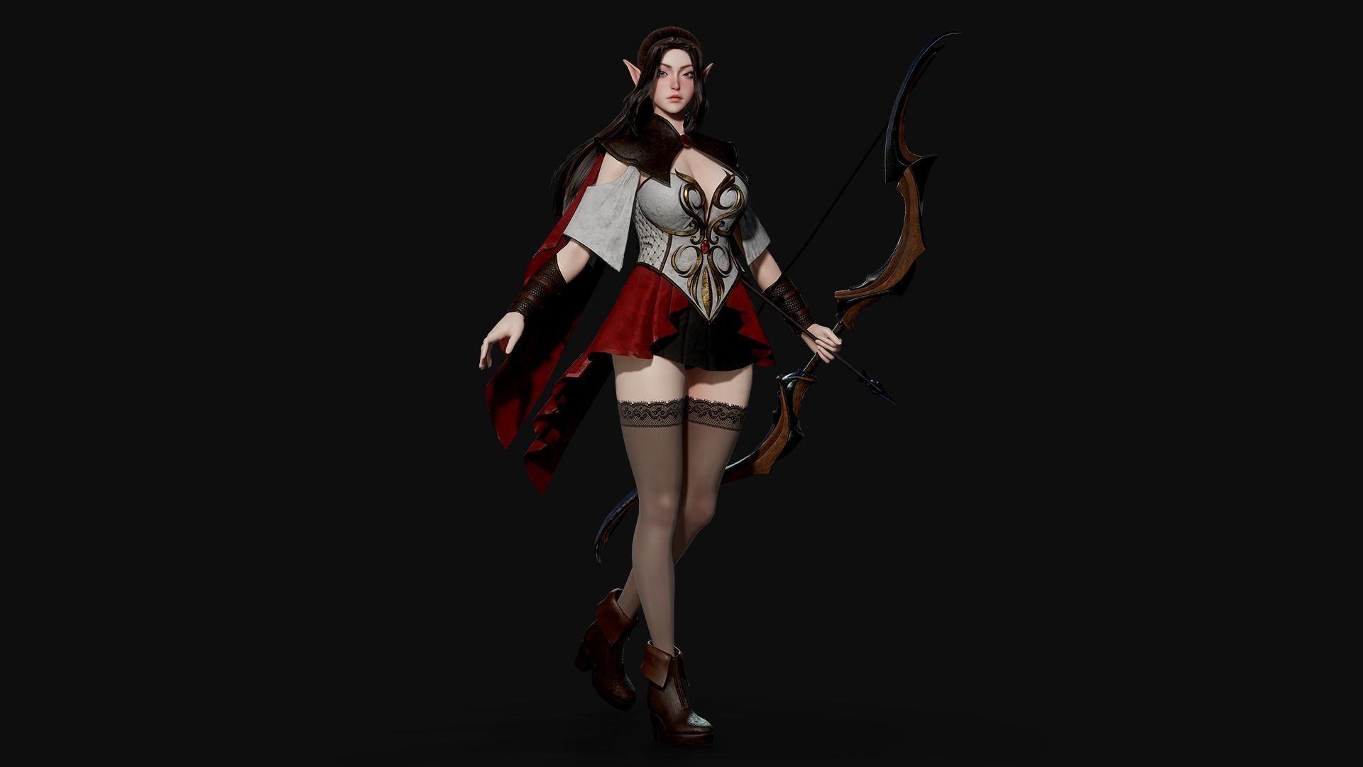 Elven Archer - Game Ready Low-poly 3D model_11
