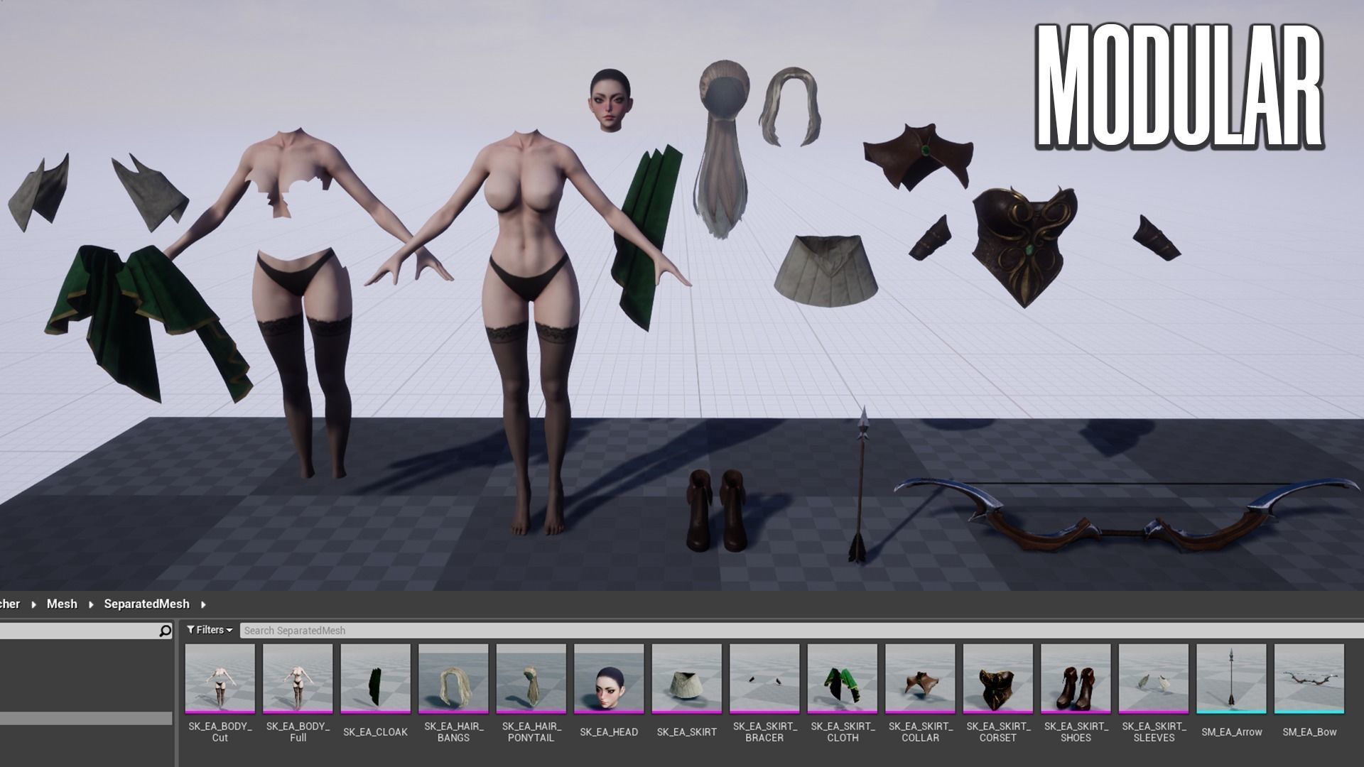 Elven Archer - Game Ready Low-poly 3D model_14