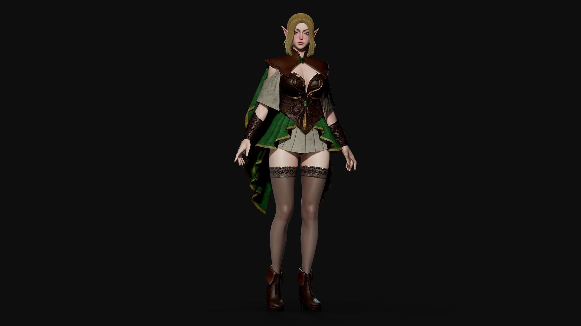 Elven Archer - Game Ready Low-poly 3D model_18