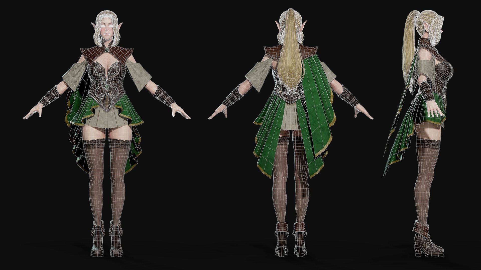 Elven Archer - Game Ready Low-poly 3D model_7