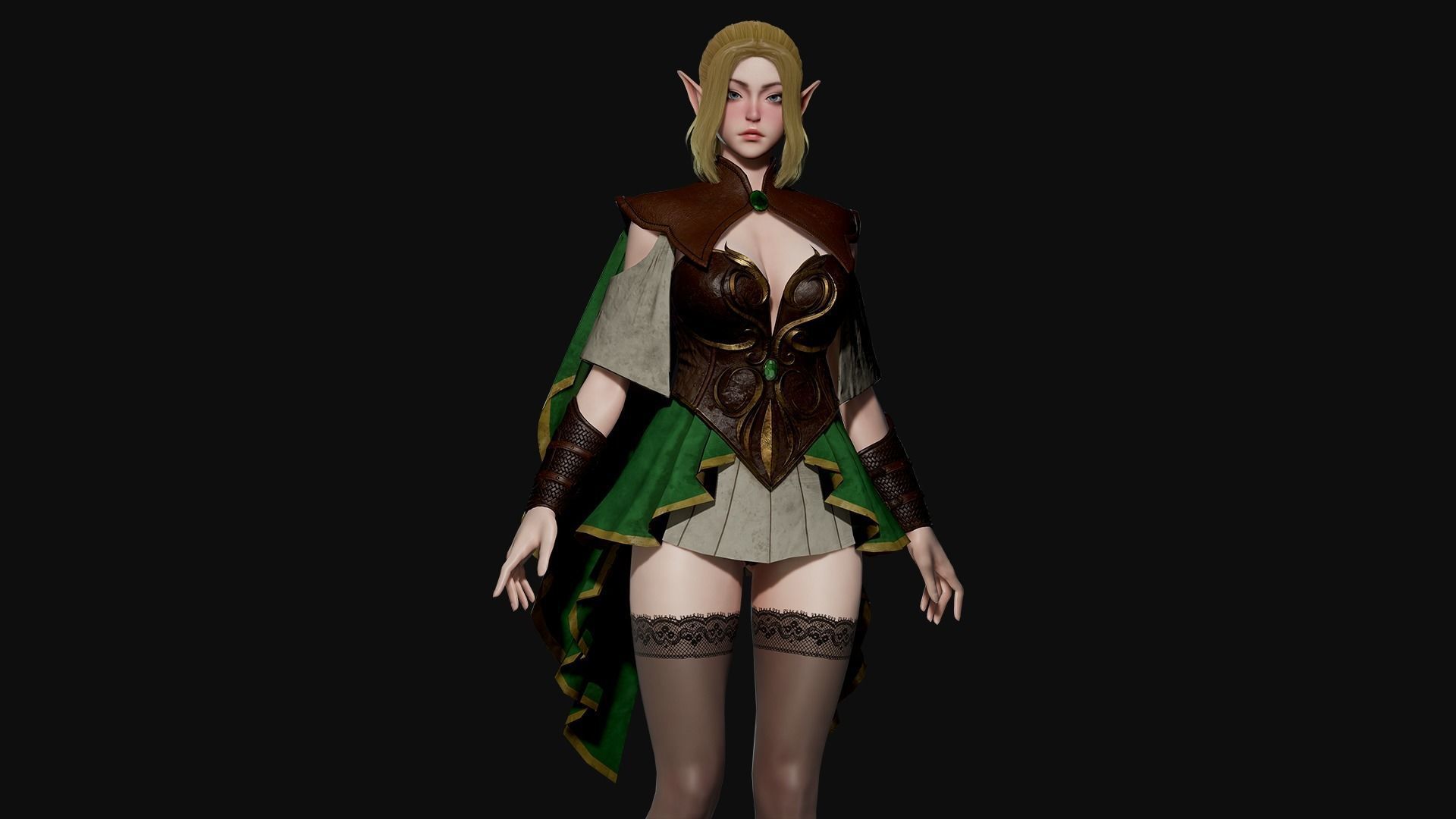 Elven Archer - Game Ready Low-poly 3D model_19