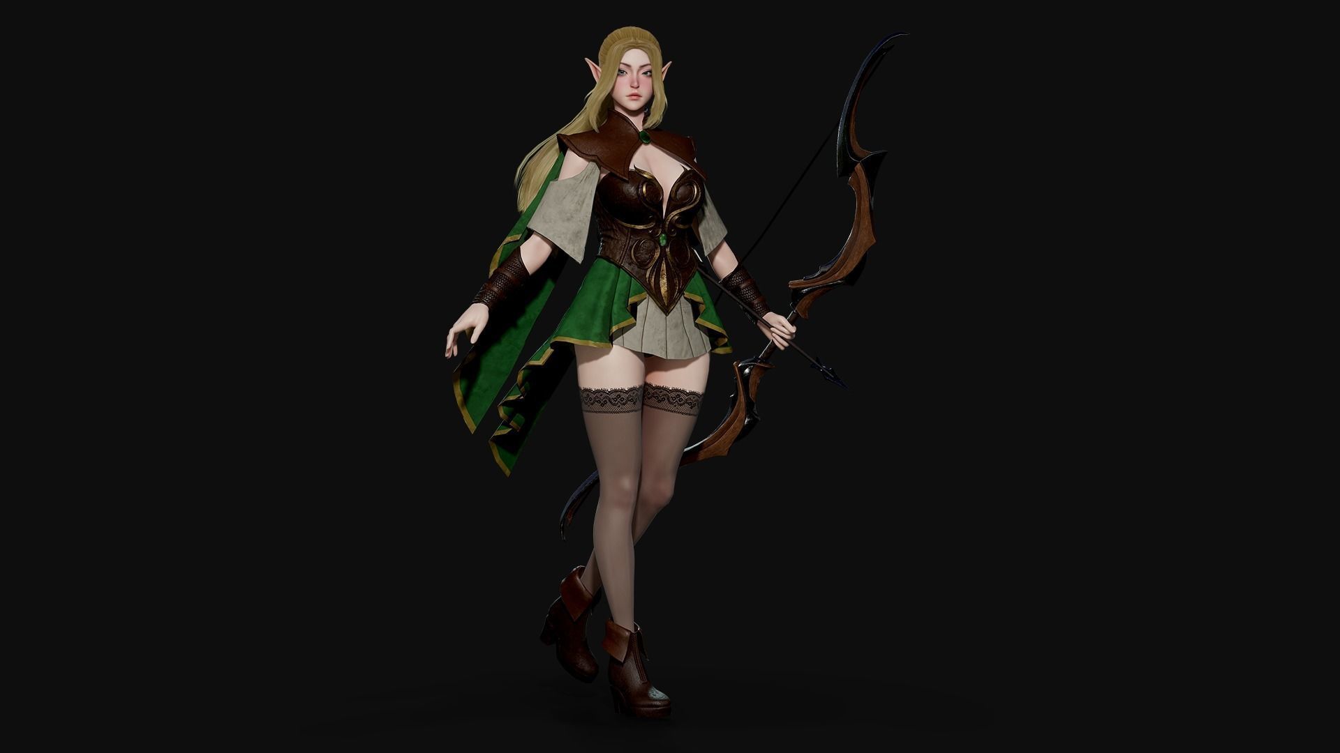 Elven Archer - Game Ready Low-poly 3D model_20