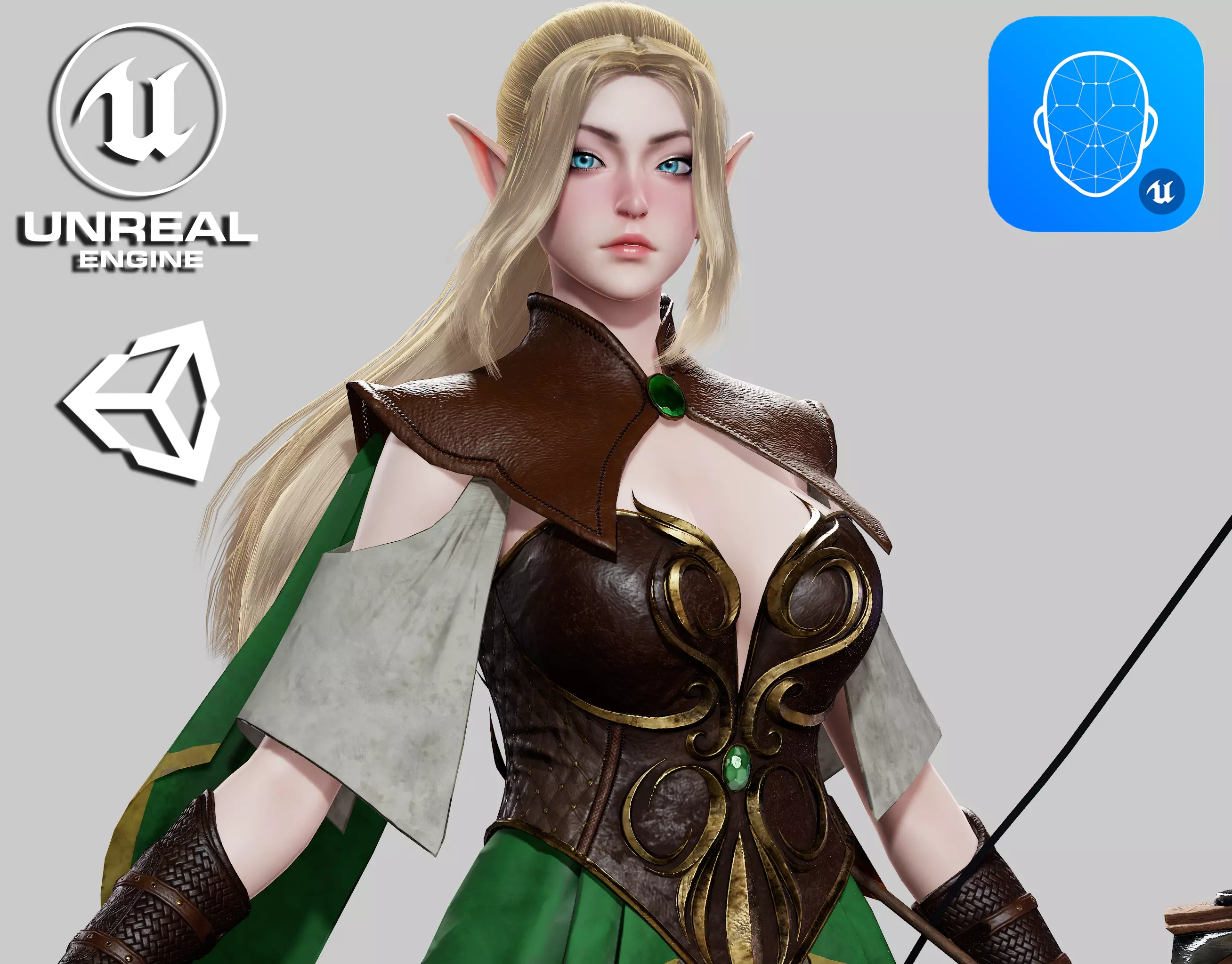 Elven Archer - Game Ready Low-poly 3D model_0