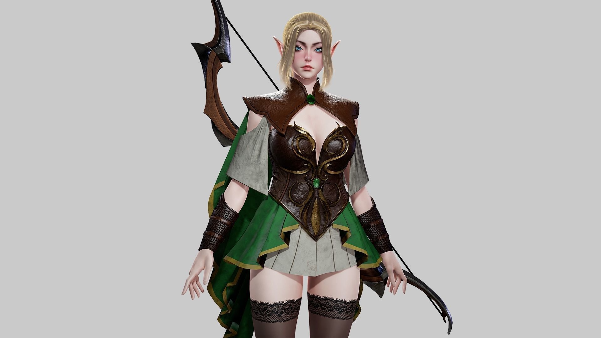 Elven Archer - Game Ready Low-poly 3D model_5