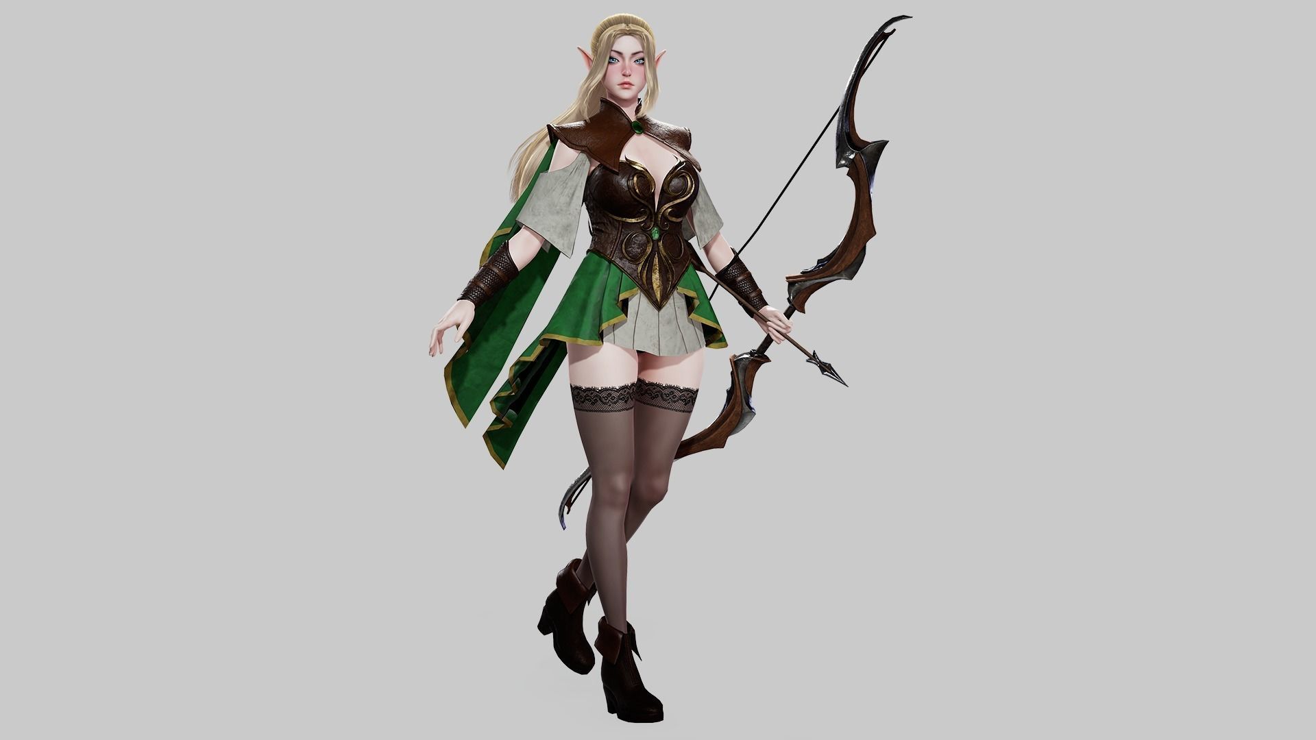 Elven Archer - Game Ready Low-poly 3D model_4