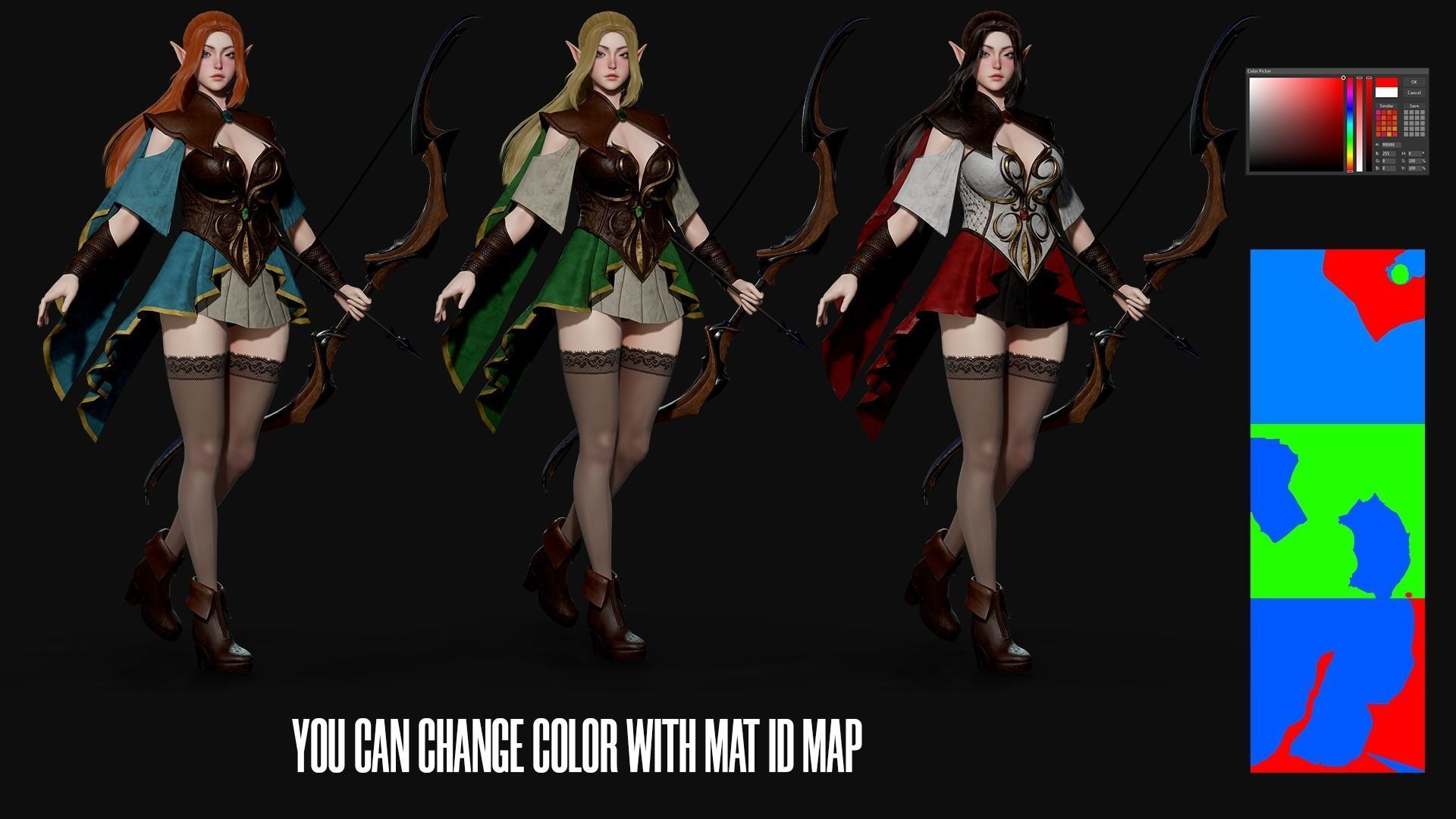 Elven Archer - Game Ready Low-poly 3D model_9