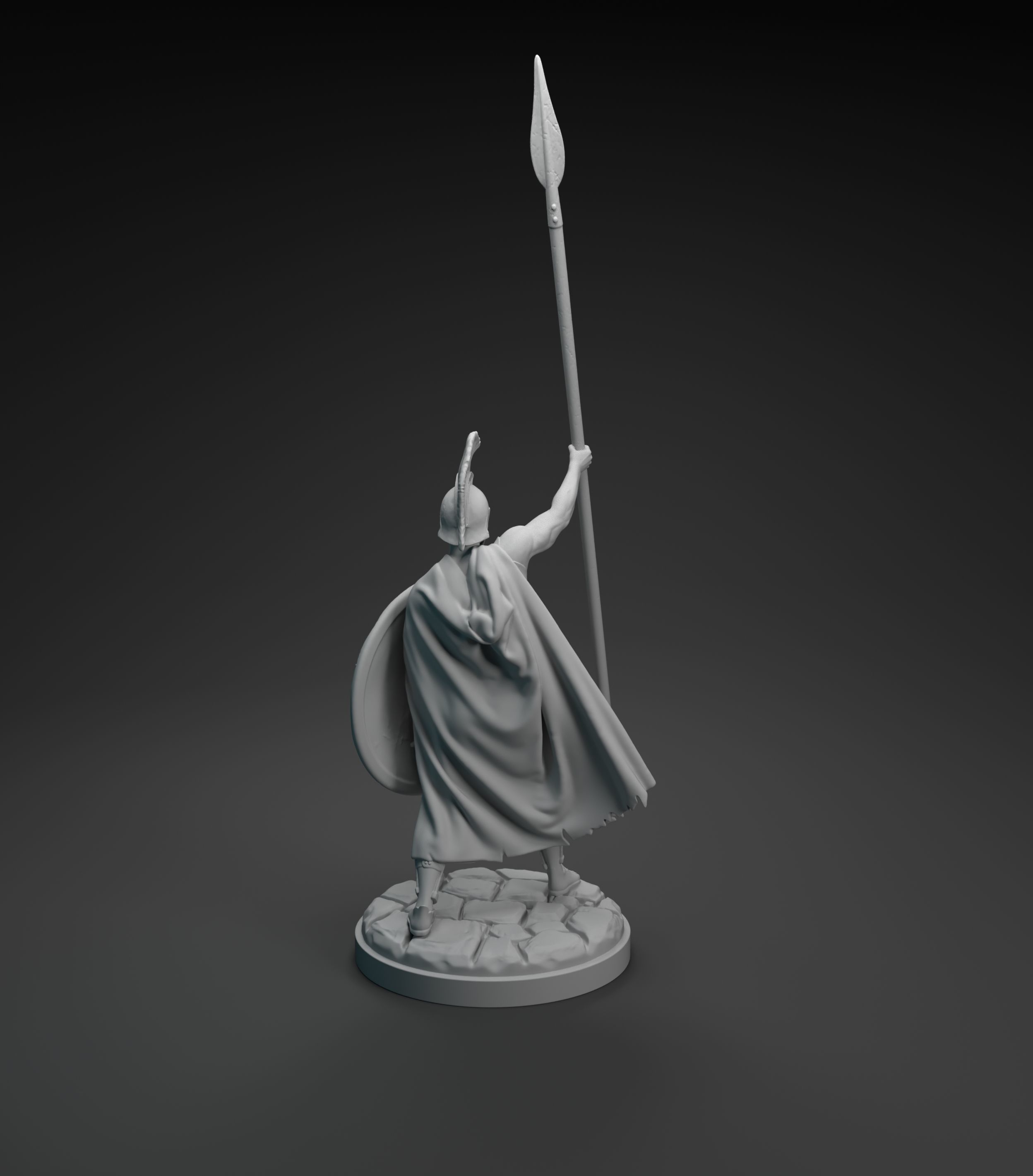 Spartan warrior raising spear intended for 3D printing 3D print model_9
