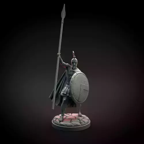 Spartan warrior raising spear intended for 3D printing 3D print model