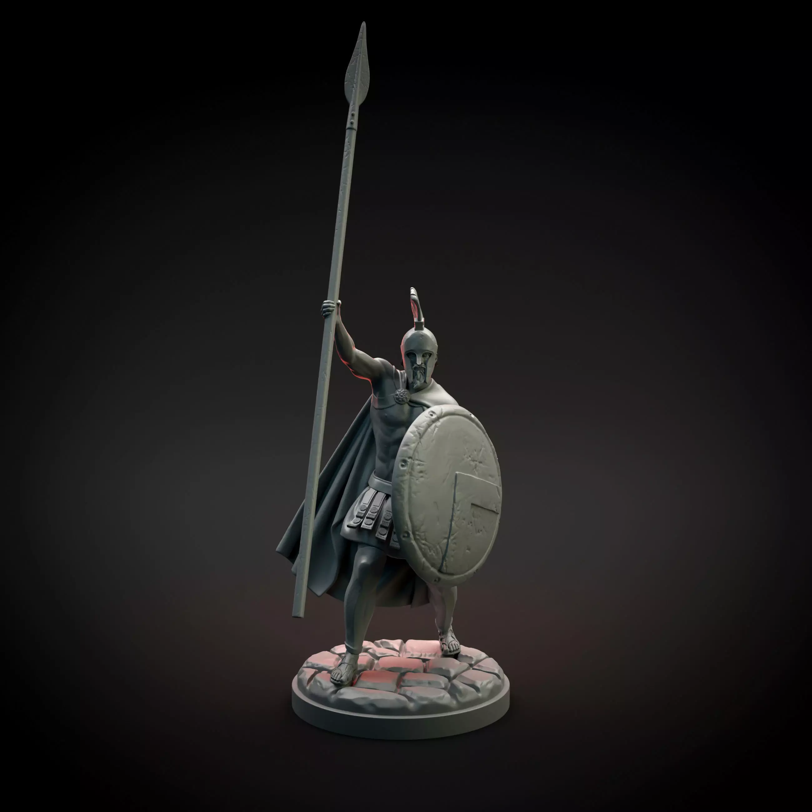 Spartan warrior raising spear intended for 3D printing 3D print model_0