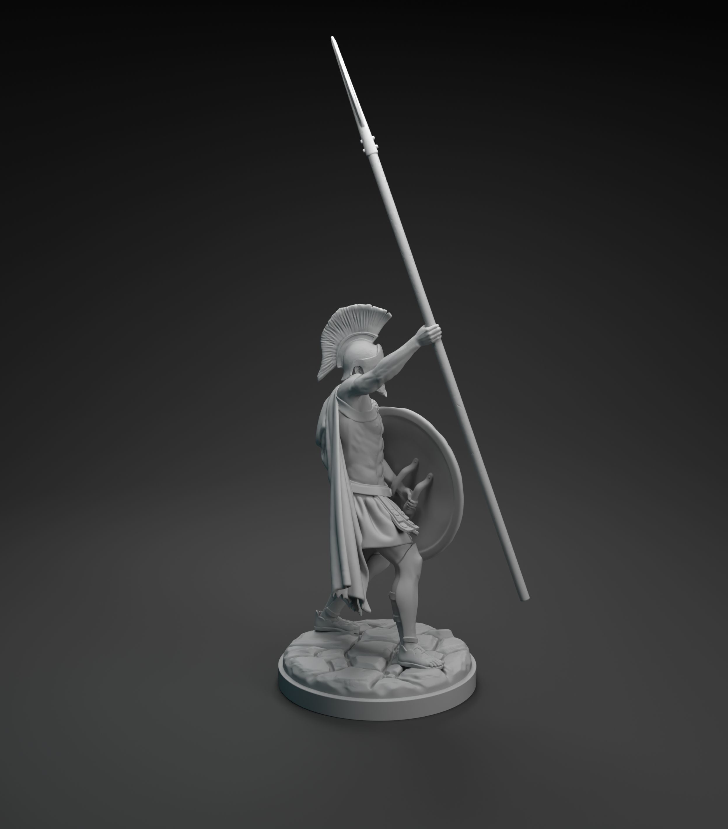 Spartan warrior raising spear intended for 3D printing 3D print model_13
