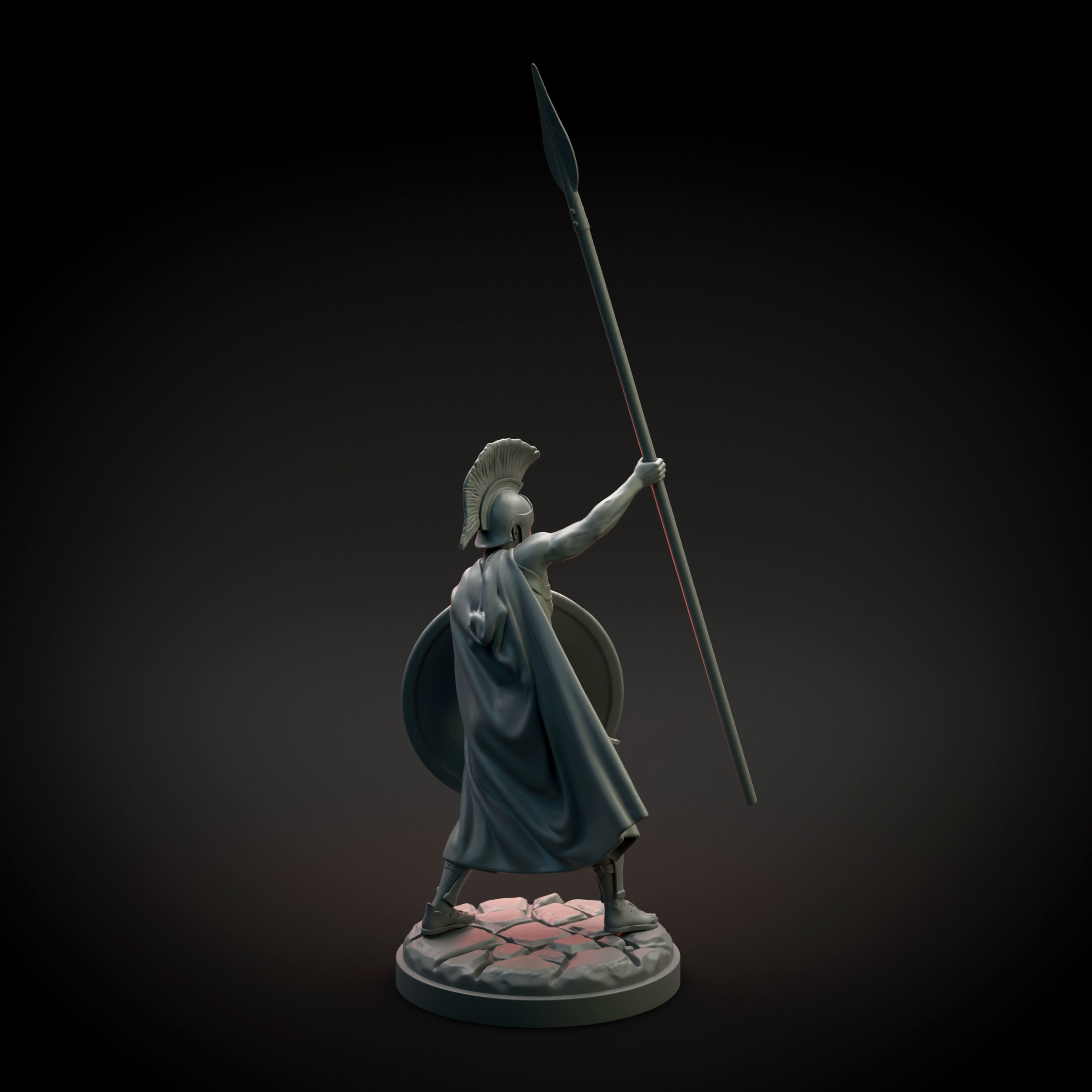 Spartan warrior raising spear intended for 3D printing 3D print model_4