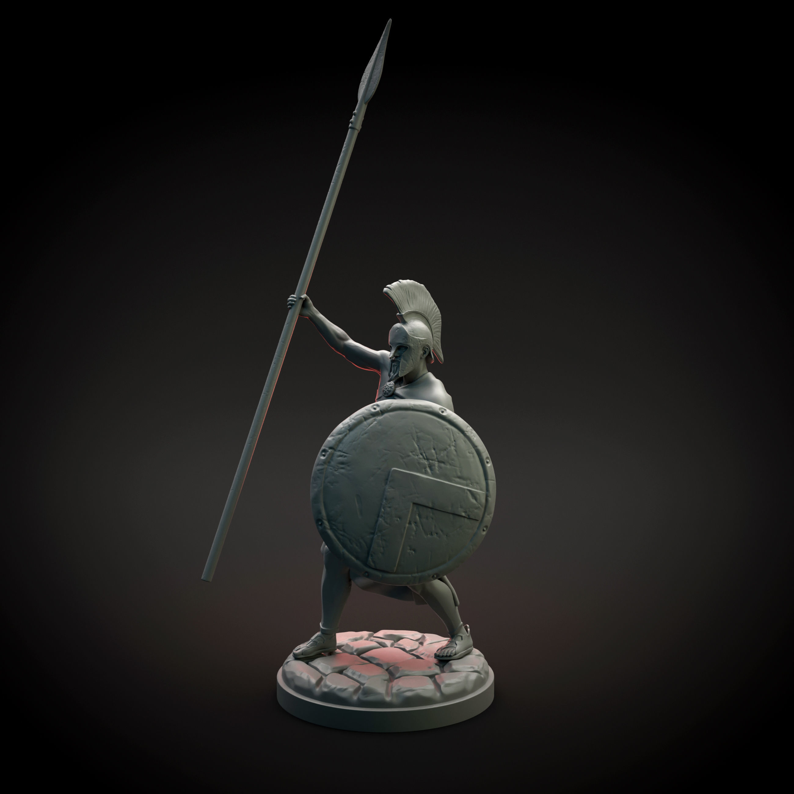 Spartan warrior raising spear intended for 3D printing 3D print model_6