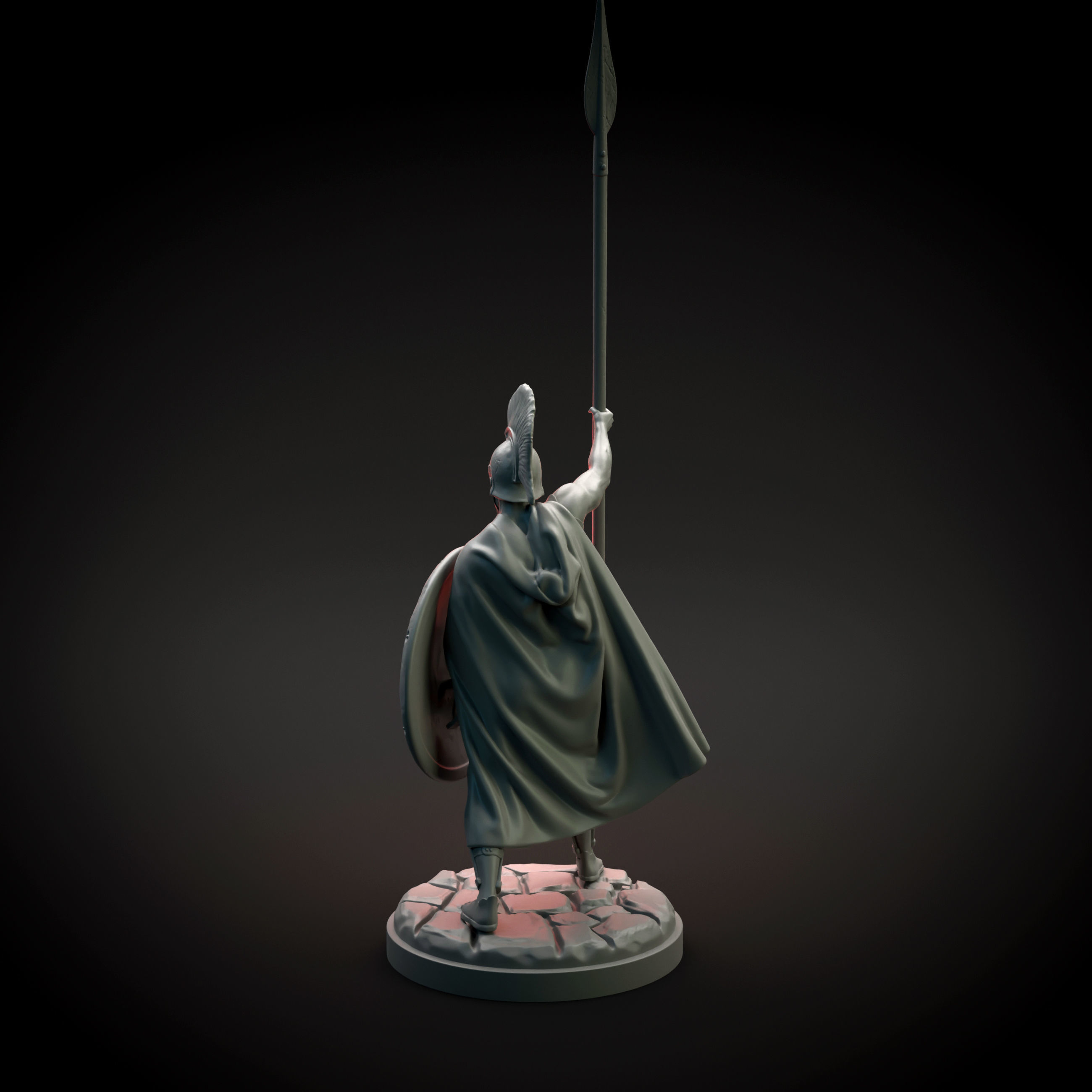 Spartan warrior raising spear intended for 3D printing 3D print model_2