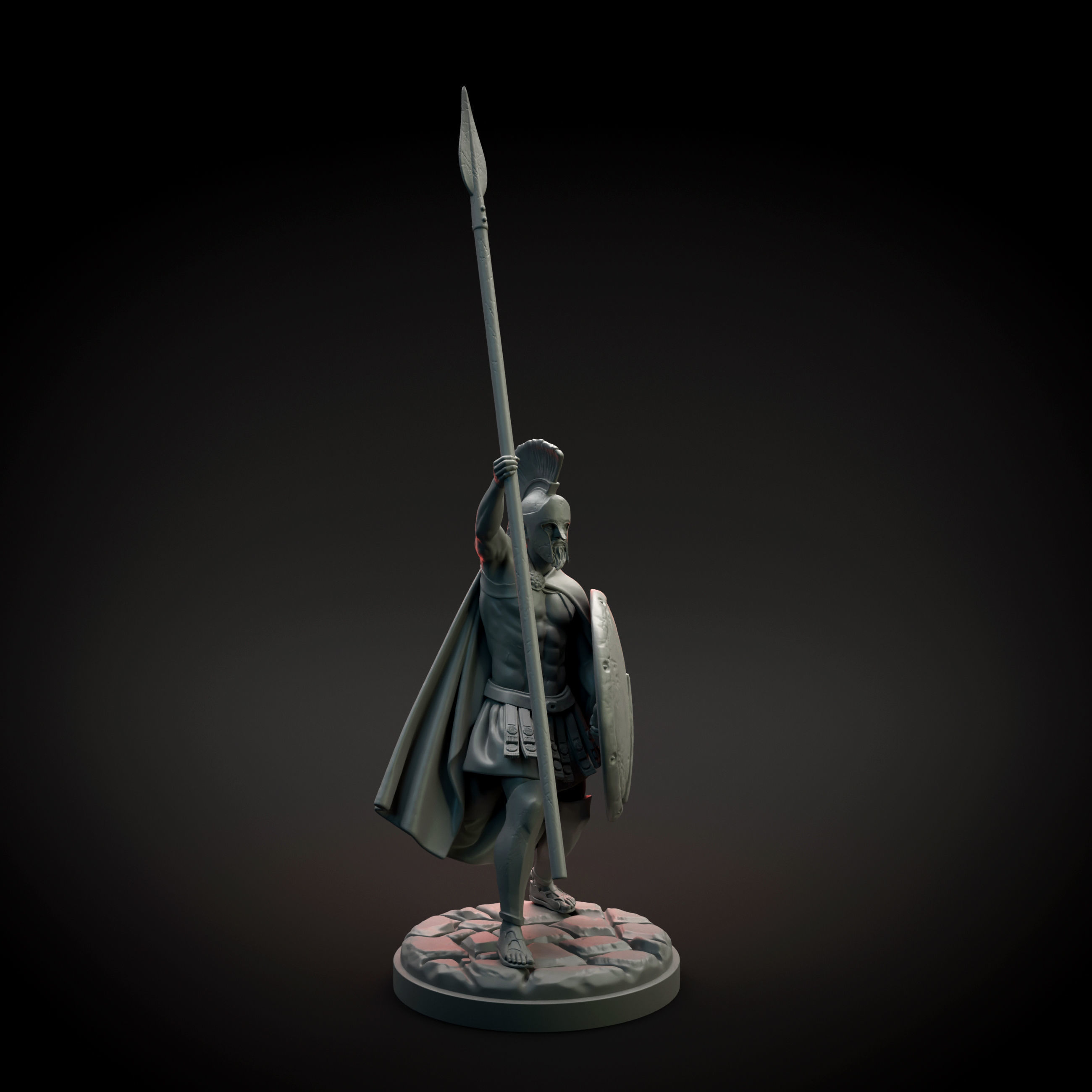 Spartan warrior raising spear intended for 3D printing 3D print model_5
